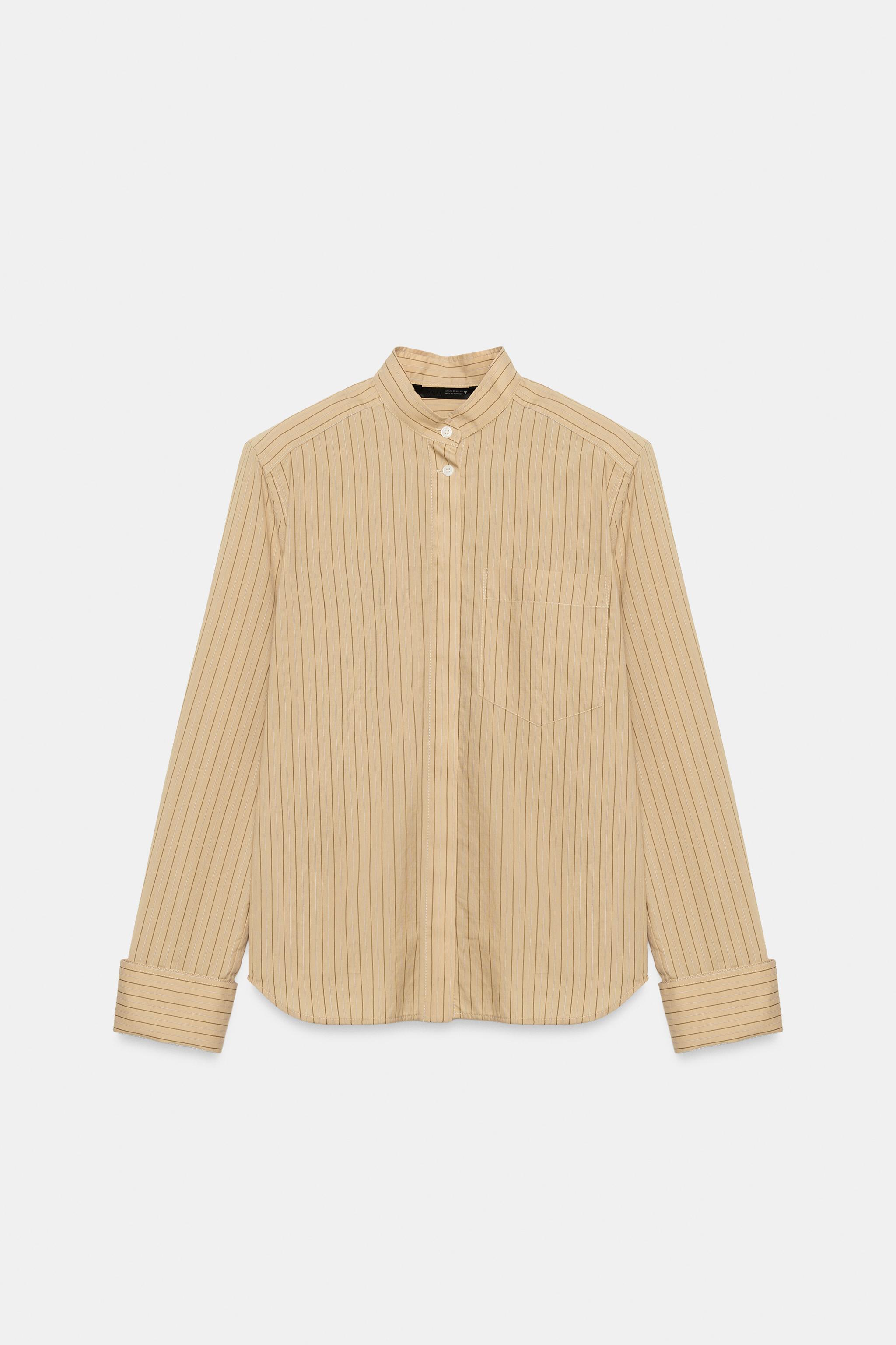STRIPED SHOULDER-PAD SHIRT